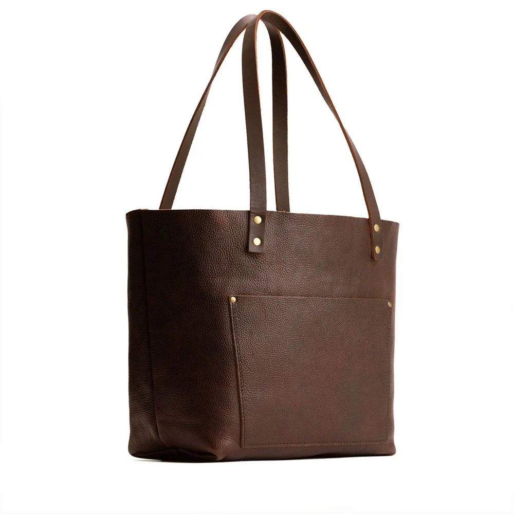 NWOT Portland Leather LEATHER LARGE TOTE BAG - Coldbrew - Picture 2 of 11
